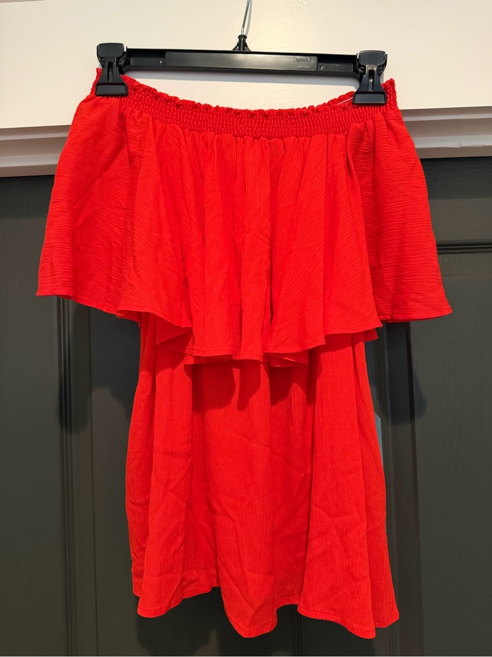 Show Me Your MuMu Bright Red Off-Shoulder shirt